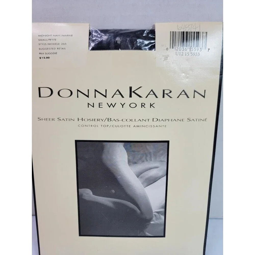 Donna Karan New York Sheer Satin Hosiery Midnight Navy Small Petite Control Top